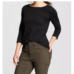 Black Boat Neck Top